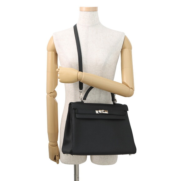 Hermes Hermès Kelly 32 Handbag, Inner Stitching, Black/Togo, □J Stamp, 2-Way ... - Picture 5 of 13